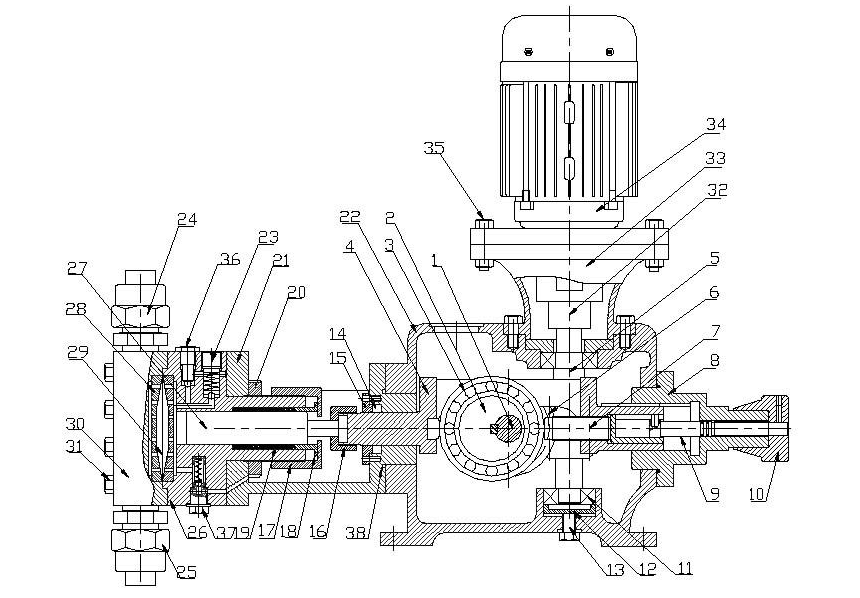 液壓式隔膜計量泵裝配圖 液壓式隔膜計量泵裝配圖